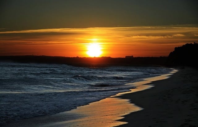 Por do sol na Praia da Falésia em Albufeira