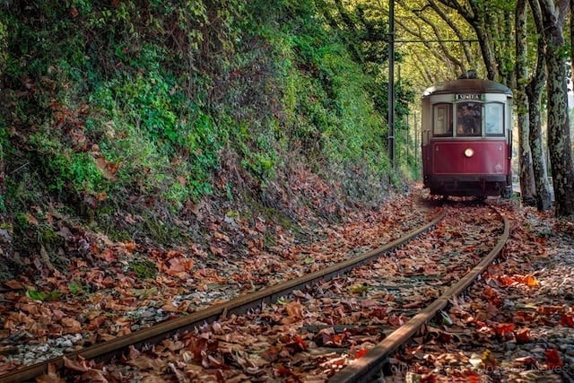 Elétrico de Sintra que vai até à Praia das Maçãs