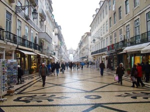 Rua Augusta no inverno em Lisboa