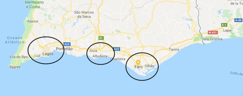 Mapa do Algarve