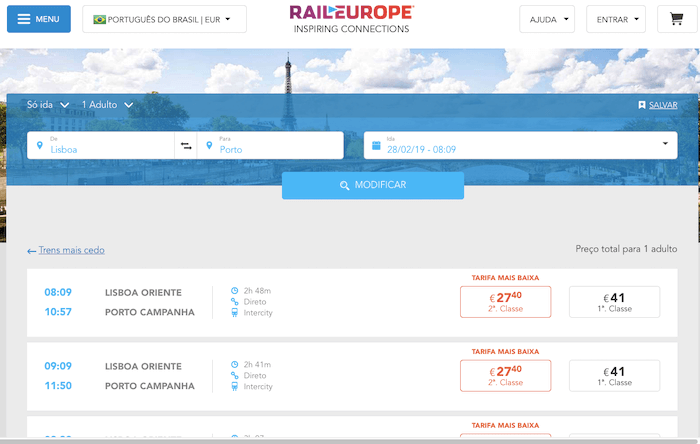 Onde comprar passagens de trem em Portugal